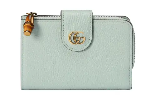 GUCCI Leather Wallet Medium Women's Light Green