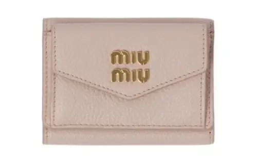 MIU MIU Leather Wallet Small Women's Lotus Powder