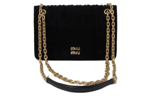 MIU MIU Matelassé Velvet Crossbody Bag, Shoulder Bag Mini Women's Black