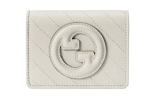 GUCCI Blondie Leather Card Holder Women's White