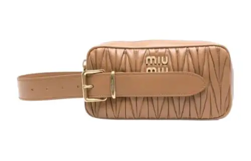 MIU MIU Calfskin Clutch Women's Tan