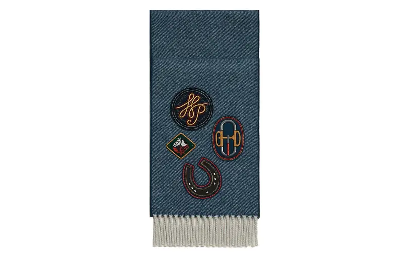 HERMES Scarves Unisex Denim Blue