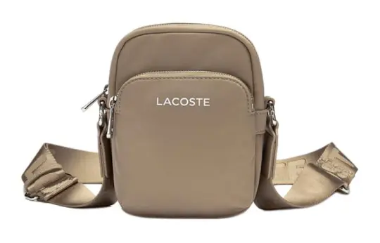 LACOSTE Fabric Handbag, Shoulder Bag, Crossbody Bag Small Unisex Dark Apricot