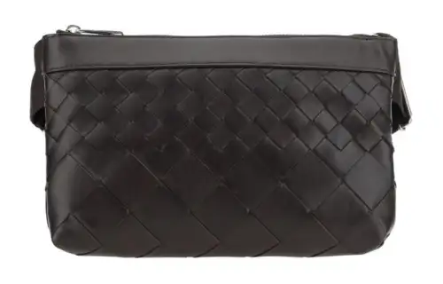 Bottega Veneta Calfskin Shoulder Bag, Crossbody Bag Men's Chocolate Brown