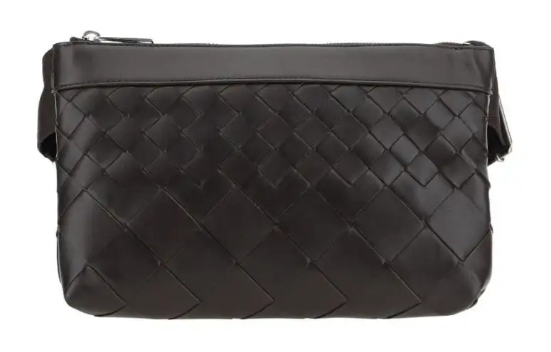 Bottega Veneta Calfskin Shoulder Bag, Crossbody Bag Men's Chocolate Brown