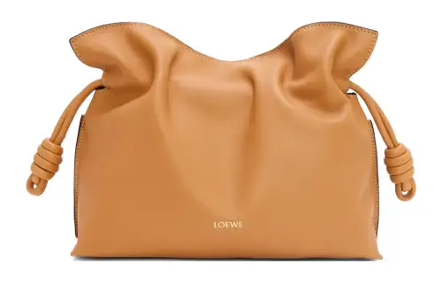 LOEWE Flamenco Napa Calf Leather Clutch Shoulder Bag Women's Desert