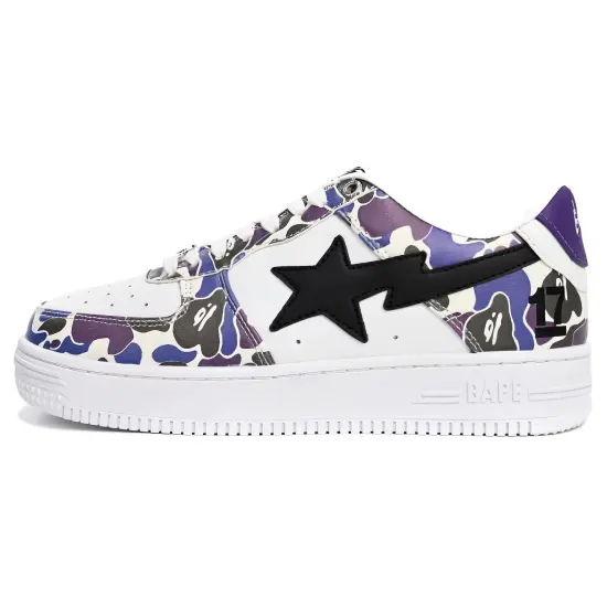 A BATHING APE STA Low Top Skateboard Shoes Women's Purple White