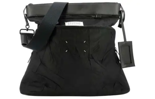 Maison Margiela Nylon With Leather Crossbody Bag, Shoulder Bag Unisex Black