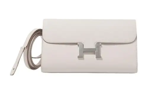 HERMES Constance To Go Silver Tone Buckle Epsom Leather Crossbody Bags Women's Gris Pale Cream Gray