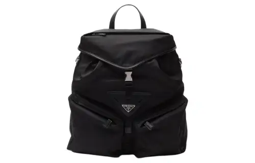 PRADA Re Nylon Fabric With Leather Backpack Men's Black