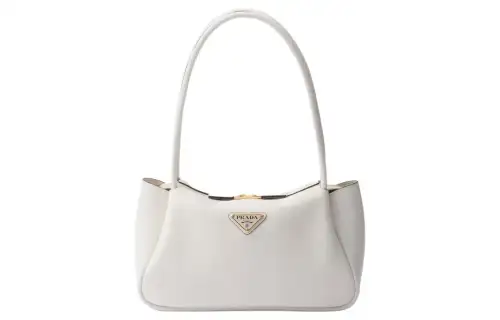 PRADA Leather One Shoulder Handbag Medium Women's White