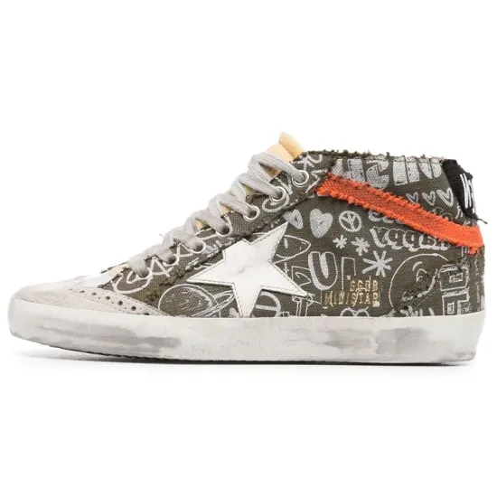 Golden Goose Mid Star Lettering Print High-top Sneakers