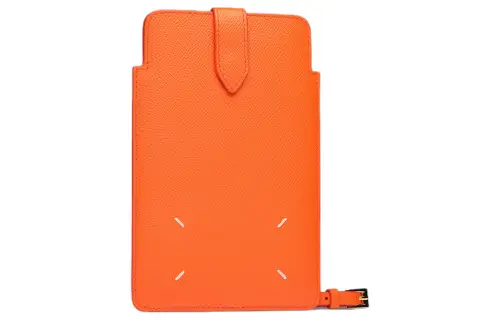 Maison Margiela Grain Cow Leather Cell Phone Pouch Women's Papaya