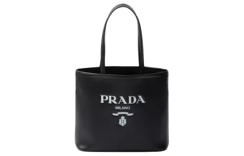 PRADA Leather Tote Bag, Shopping Bag, Shoulder Bag, Crossbody Bag, Handbag Small Women's Black
