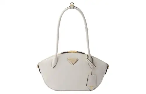 PRADA Leather One Shoulder Handbag Small Women's White
