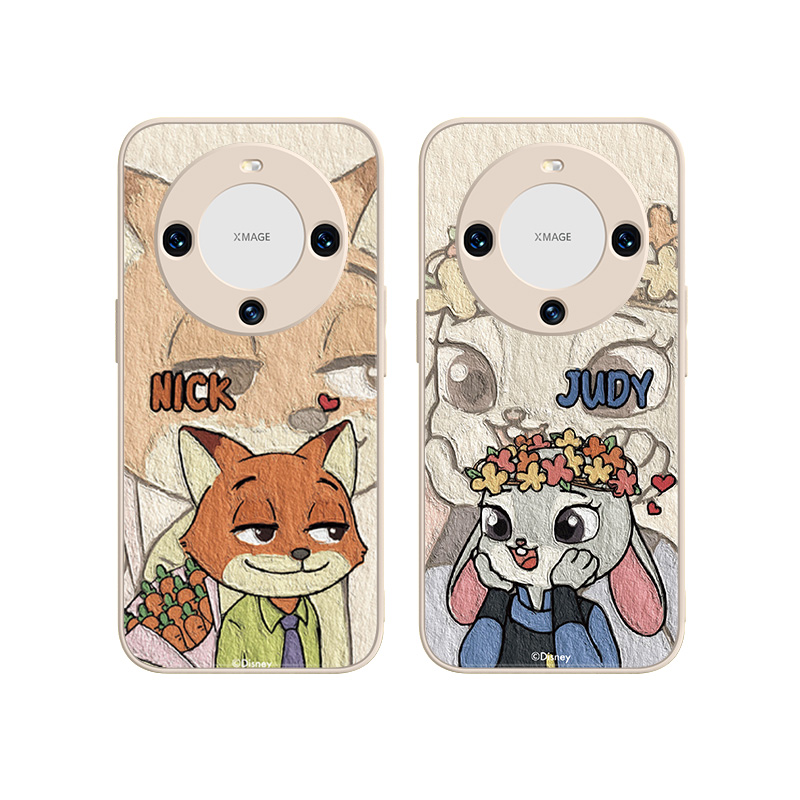 Disney Disney ABS+PC material frosted glass Zootopia Judy oil painting Internet celebrity couple model mobile phone case Huawei/HUAWEI suitable for mate60/60/P60/Pro/NOVA7/P50E cartoon animation