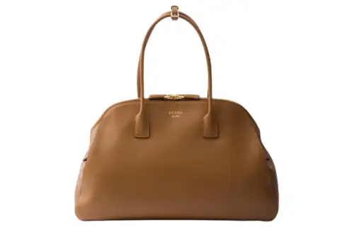 PRADA Leather Handbag Large Women's Camel