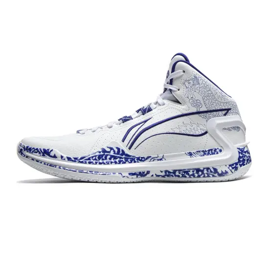 LINING Liren 4 Basketball Shoes Men Mid-Top Standard White/Shadow Purple Blue