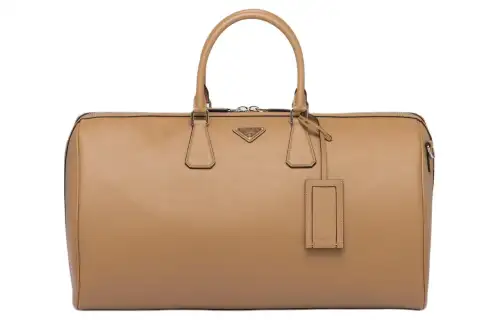 PRADA Saffiano Leather One Shoulder Handbag, Travel Bag Men's Caramel