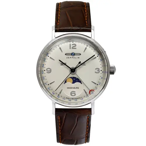 ZEPPELIN Quartz women's watch, white dial, case stainless steel, watch strap, quartz mechanism, for beloved, 36mm, genuine leather