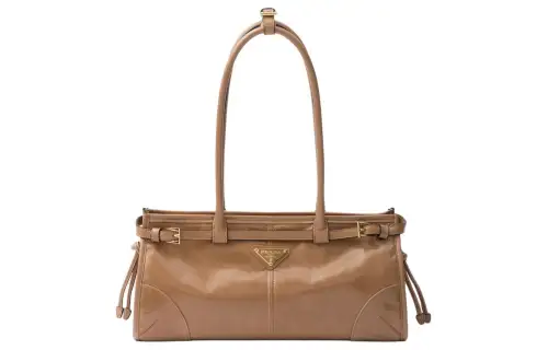 PRADA Leather Handbag, Shoulder Bag Medium Women's Cameo Brown