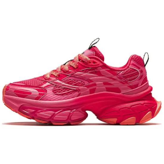 ANTA Chunky Sneakers Women's Low-Top Maroon/Fairy Guest Pink