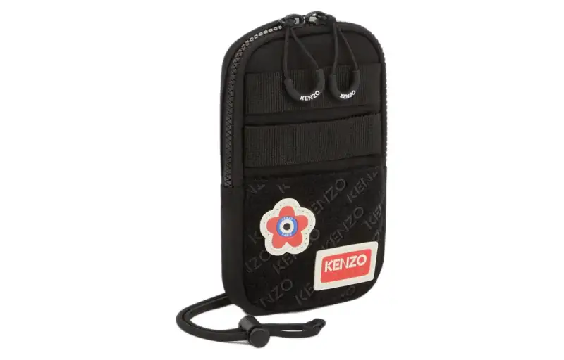 KENZO Nylon One Shoulder Crossbody Cell Phone Pouch Regular Unisex Black
