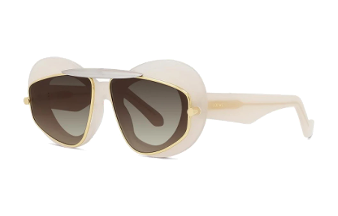 LOEWE Acetate Metal Irregular Shape Sunglasses Women's Beige