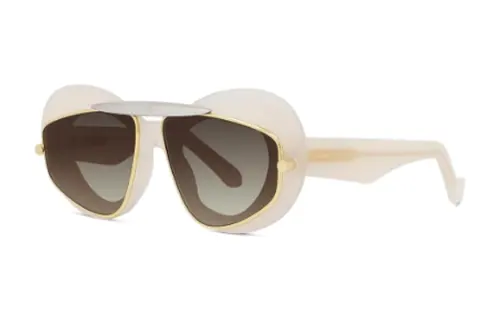 LOEWE Acetate Metal Irregular Shape Sunglasses Women's Beige