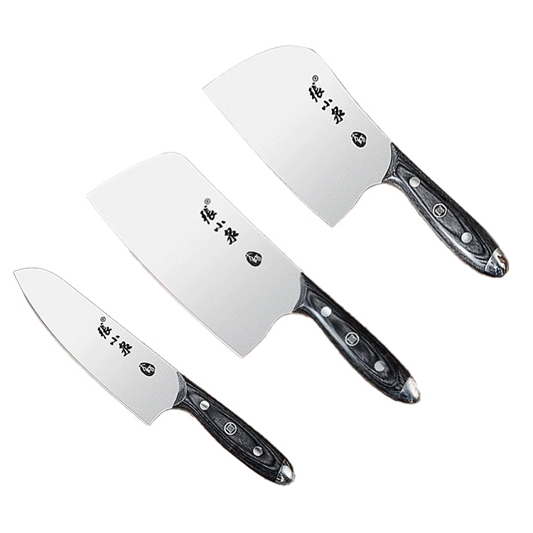 Zhang Xiaoquan Stainless Steel Master Seal Lotus Series Black Wooden Handle Chinese Kitchen Kitchen Knife Three-piece Set Knife Black