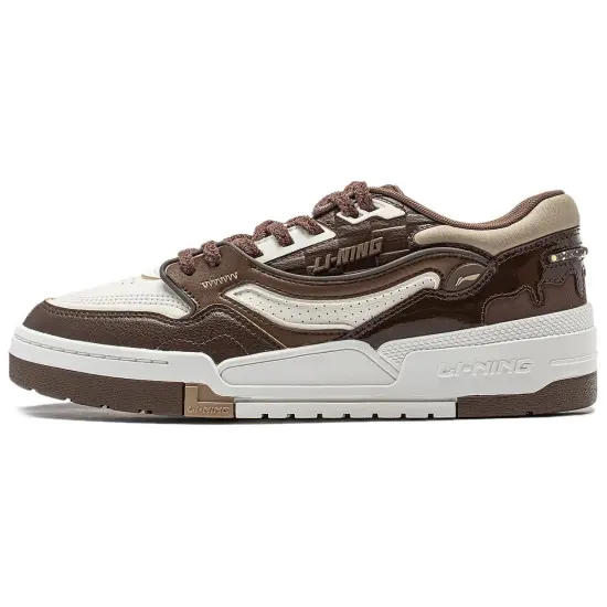 LiNing 001 BTC Slip-Resistant Cushioning Wear-Resistant Support Low-Top Skateboard Shoes Men's White Umber