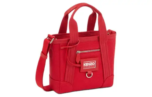 KENZO 100% Cotton Tote Bag, Shopping Bag, Shoulder Bag, Crossbody Bag, Handbag Mini Women's Cherry Red