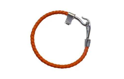 HERMES Jumbo Leather Wristbands Unisex Orange