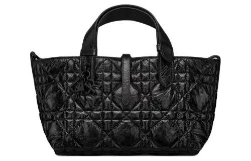 DIOR Toujours Wrinkled Cow Leather Native Handbag, Shoulder Bag Small Women's Black