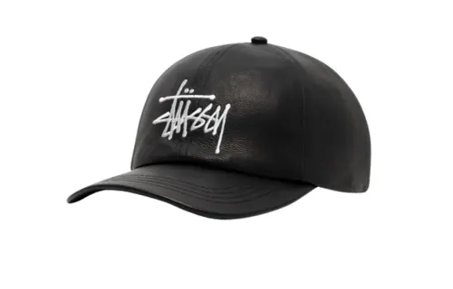 Stussy Leather Baseball Caps Unisex Black