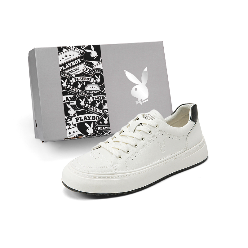 Playboy Плейбой модные Универсальный нескользящие Износостойкая, удобная защита ног, низкий вырез. панель обувь мужской стиль белый