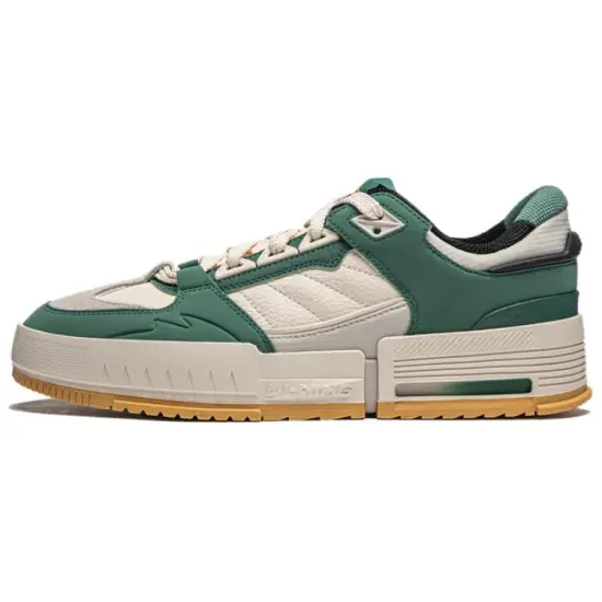 LiNing Li Cheng Cushioning Wear Resistant Low Top Skateboard Shoes Men's White Green