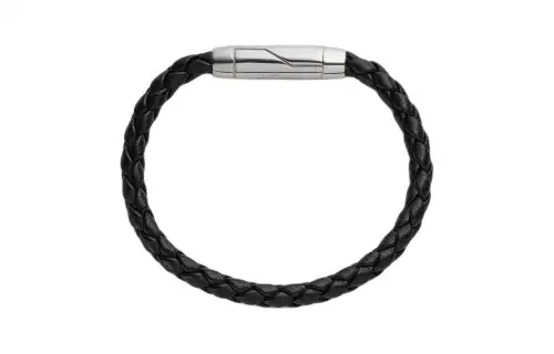 Bottega Veneta Leather, Lambskin, Sterling Silver Bracelets Men's Black