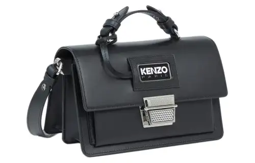 KENZO RUE VIVIENNE Cow Leather Shoulder Bag, Crossbody Bag, Handbag Small Women's Black