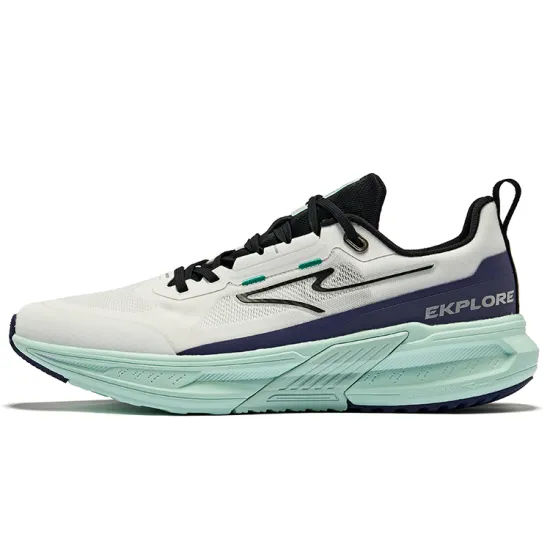 Erke Anti-Slip Wear-Resistant Low-Top Running Shoes Men's Elk White Luminous Purple