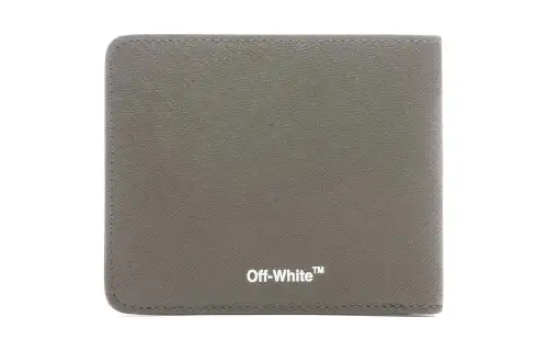OFF WHITE Calfskin Wallet Men's Green & White