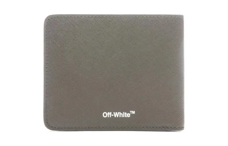 OFF WHITE Calfskin Wallet Men's Green & White