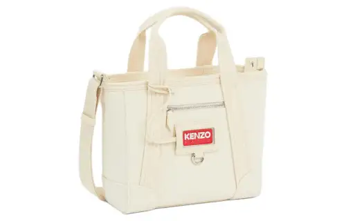 KENZO Cotton Tote Bag, Shopping Bag, One Shoulder Handbag, Crossbody Bag Small Women's Beige