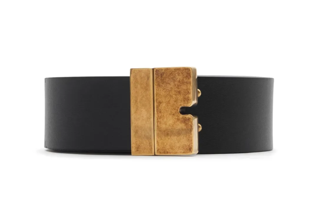 Burberry Calfskin Leather Belts Men's Black Width 3.5CM
