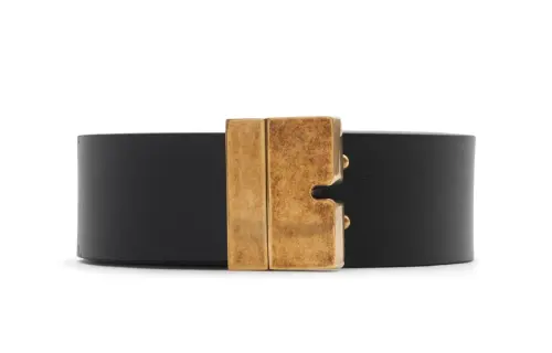 Burberry Calfskin Leather Belts Men's Black Width 3.5CM