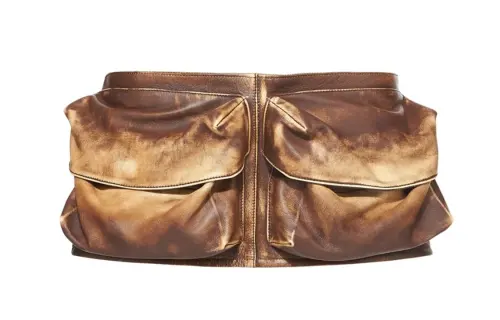 MIU MIU Badge Patch Decoration Leather Belts Women's Brown