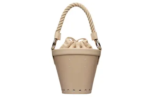 Maison Margiela Calfskin Bucket Bag, Portable Crossbody Bag, Shoulder Bag Women's Almond