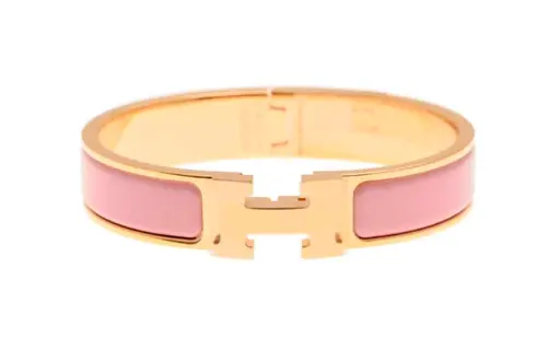 HERMES Clic H Metal Bangles Women's Pink