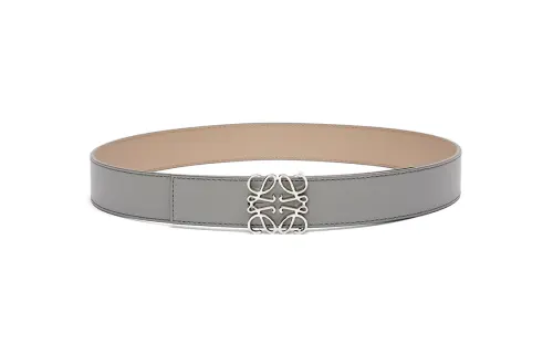 LOEWE Double Sided Design, Smooth Buckle Leather Belts Men's Gray Width 3.5CM