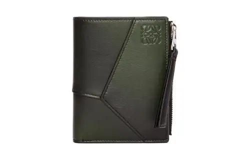 LOEWE Puzzle Calfskin Wallet Men's Dark Green